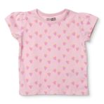 HelloBaby Kız Bebek Tişört Çilek Baskılı Bisiklet Yaka Kısa Kol - Pembe