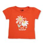 HelloBaby Kız Bebek Tişört Kalp Baskılı Bisiklet Yaka Kısa Kol - Mercan