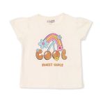 HelloBaby Kız Bebek Tişört Kiraz Baskılı Bisiklet Yaka Kısa Kol - Ekru