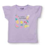 HelloBaby Kız Bebek Tişört Meyve Baskılı Bisiklet Yaka Kısa Kol - Lila