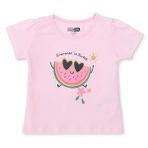 HelloBaby Kız Bebek Tişört Meyve Baskılı Bisiklet Yaka Kısa Kol - Pembe
