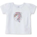 Hellobaby Kız Bebek Tişört Unicorn Baskılı Bisiklet Yaka Kısa Kol - Ekru - 3 - 4 Yaş