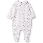 Hellobaby Kız Bebek Tulum Çiçek Baskılı Çıtçıtlı Bebe Yaka Uzun Kol Patikli - Ekru - 1 - 3 Ay