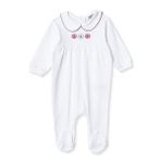 HelloBaby Kız Bebek Tulum Çiçek Baskılı Fermuarlı Bebe Yaka Uzun Kol Patikli - Ekru