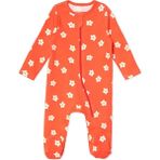 Hellobaby Kız Bebek Tulum Çiçek Baskılı Fermuarlı Bisiklet Yaka Long Sleeve Patikli - Nar Çiceği - 0 - 1 Ay