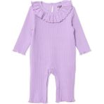Hellobaby Kız Bebek Tulum Çıtçıtlı Bisiklet Yaka Uzun Kol Patikli - Lila - 1 - 3 Ay
