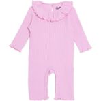 Hellobaby Kız Bebek Tulum Çıtçıtlı Bisiklet Yaka Uzun Kol Patikli - Pembe - 3 - 6 Ay