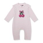 HelloBaby Kız Bebek Tulum Meyve Baskılı Çıtçıtlı Bisiklet Yaka Uzun Kol Patiksiz - Açık Pembe