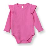HelloBaby Kız Bebek Uzun Kol Body Bisiklet Yaka - Pembe