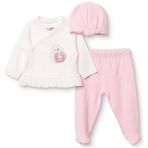 Hellobaby Kız Bebek Zıbın-Şapka-Alt Kuğu Baskılı Çıtçıtlı Bisiklet Yaka Uzun Kol Patikli - Yenidoğan - Ekru