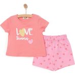 Hellobaby Motto Girl Kız Tshirt-Tayt Kız Bebek - 9 Ay - Pembe
