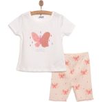 HelloBaby Motto Girl Kız Tshirt-Tayt Kız Bebek - Beyaz - 9 Ay