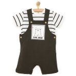 HelloBaby Salopet-Tshirt - Siyah Baskılı
