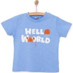 Hellobaby Under The Sea Wave Hello Yazı Baskılı Erkek Tshirt Erkek Bebek - Mavi - 1 Yaş