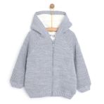 HelloBaby Unisex Basic Hırka İçi Peluşlu Triko Modelli Yaka Uzun Kol Gri Melanj -