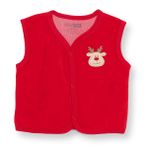 HelloBaby Unisex Yelek Hayvan Baskılı Çıtçıtlı V Yaka Atlet - Kırmızı