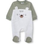 Hellobaby Unisex Yenidoğan Patikli Tulum Iki Iplik Bisiklet Yaka Uzun Kol Patikli Paça - Yeşil - 0 - 1 Ay