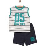 Hellobaby Varsity Erkek Atlet-Şort Erkek Bebek - Ekru - 1 Yaş