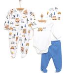 HelloBaby Yenidoğan 4'lü Bebek Unisex Koyu Mavi Hastane Çıkışı Seti