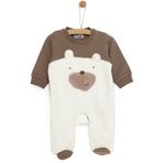 HelloBaby Yenidoğan Fügürlü Peluş Patikli Kahverengi Tulum
