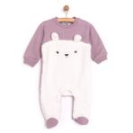 HelloBaby Yenidoğan Fügürlü Peluş Patikli Mor Tulum