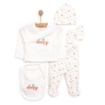 Hellobaby Yenidoğan Kız Bebek 5li Hastane Çıkışı Interlok Zarf Yaka Uzun Kol Ekru