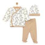HelloBaby Yenidoğan Kız Bebek Ekru Zıbın Şapka ve Patikli Alt