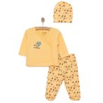 HelloBaby Yenidoğan Kız Bebek Zıbın-Bere-Patikli Alt 3lü Takım İnterlok Bisiklet Yaka Uzun Kol Somon -
