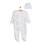 HelloBaby Yenidoğan Patikli Şapka Ekru Tulum