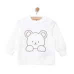 HelloBaby Yenidoğan Unisex Bebek Sweatshirt Ayıcık Desenli Bisiklet Yaka Ekru -