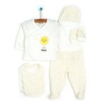 HelloBaby Yenidoğan Unisex Ekru Bebek Sunshine 5'li Askılı Hastane Çıkışı Seti
