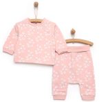 HelloBaby Yenidoğan Zıbın Rahat Bel Patiksiz Alt Unisex Pembe 2'li Takım