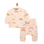 HelloBaby Yenidoğan Zıbın Rahat Bel Patiksiz Alt Unisex Somon 2'li Takım