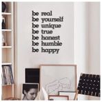 Hellove Be Real Be Yourself Ahşap Tablo - Siyah
