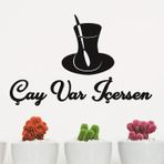 Hellove Çay Var İçersen Duvar Tablosu Dekoratif Ahşap Duvar Yazısı