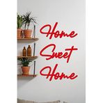 Hellove Kırmızı Home Sweet Home Yazısı Duvar Tablosu Ahşap Tablo Kapı Süsü