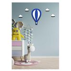 Hellove Renkli Balon Duvar Süsü + 4 Mini Bulut Ahşap Duvar Dekoru Mavi