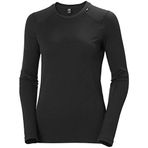 Helly Hansen Kadın W Lifa Merino Midweight Crew uzun kollu tişört Siyah,L