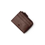 HELMBROOK London RFID Kart Sahibi Fermuarlı Cüzdan | Erkekler Kadınlar için İş ve Kredi Kartı Tutucuları Tam Tahıllı Sığır Derisi El İşi Deri, Kahverengi, Minimalist
