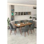 Helmod 6 Kişilik Açılır Masa Sandalye Takımı Mutfak Masası Takımı Salon Masası Yemek Masası Takımı Gri 80 X 130