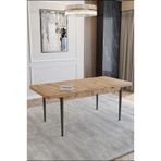HELMOD Arsel Serisi Atlantik Çam 80x130 Açılabilir Yemek Masası Mutfak Masası Metal Ayak