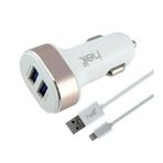 Helt HT-17 Beyaz 5W 2 Çıkışlı 2400 mAh Lightning Kablo ve Araç Şarj Aleti