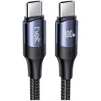 Helt HT-DC15 100W PD Siyah 120 cm Type-C to Type-C İp Örgü Şarj ve Data Kablosu