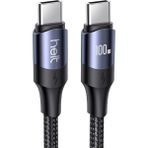 Helt HT-DC15 100W PD Siyah 120 cm Type-C to Type-C İp Örgü Şarj ve Data Kablosu