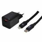 Helt HT-HCH03 Siyah 33W GAN PD+QC 3600 mAh Type-C Lightning Kablo ve Şarj Aleti