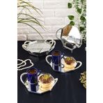 HELVACIOĞLU AKSESUAR 6 Adet Aynalı Kulplu Kahve, Pasta, Kek, Baklava, Kurabiye, Çay Sunum Tepsisi 15 cm