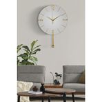 Helvacıoğlu Aksesuar Gerçek Aynalı Tokmak Detaylı Modern Duvar Saati 30 cm Metal Yuvarlak Tasarım - Beyaz