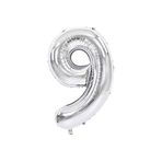 helyum pasta Folyo Balon 9 Rakamı Gümüş 16 Inç (40 Cm)