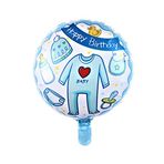 helyum pasta "Happy Birthday" Baby Baskılı Yuvarlak Folyo Balon Mavi 18 Inç