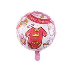 helyum pasta "Happy Birthday" Baby Baskılı Yuvarlak Folyo Balon Pembe 18 Inç